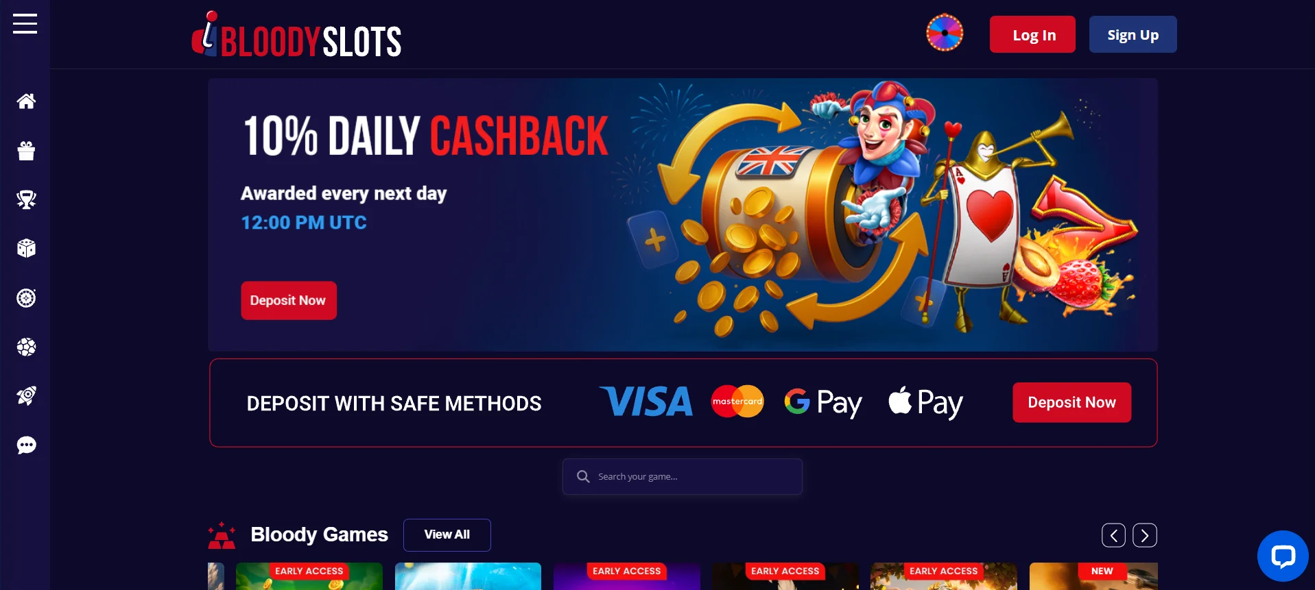 BloodySlots Casino Homepage