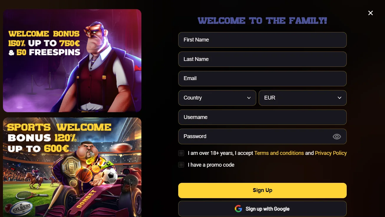 Donbet Sign Up Form
