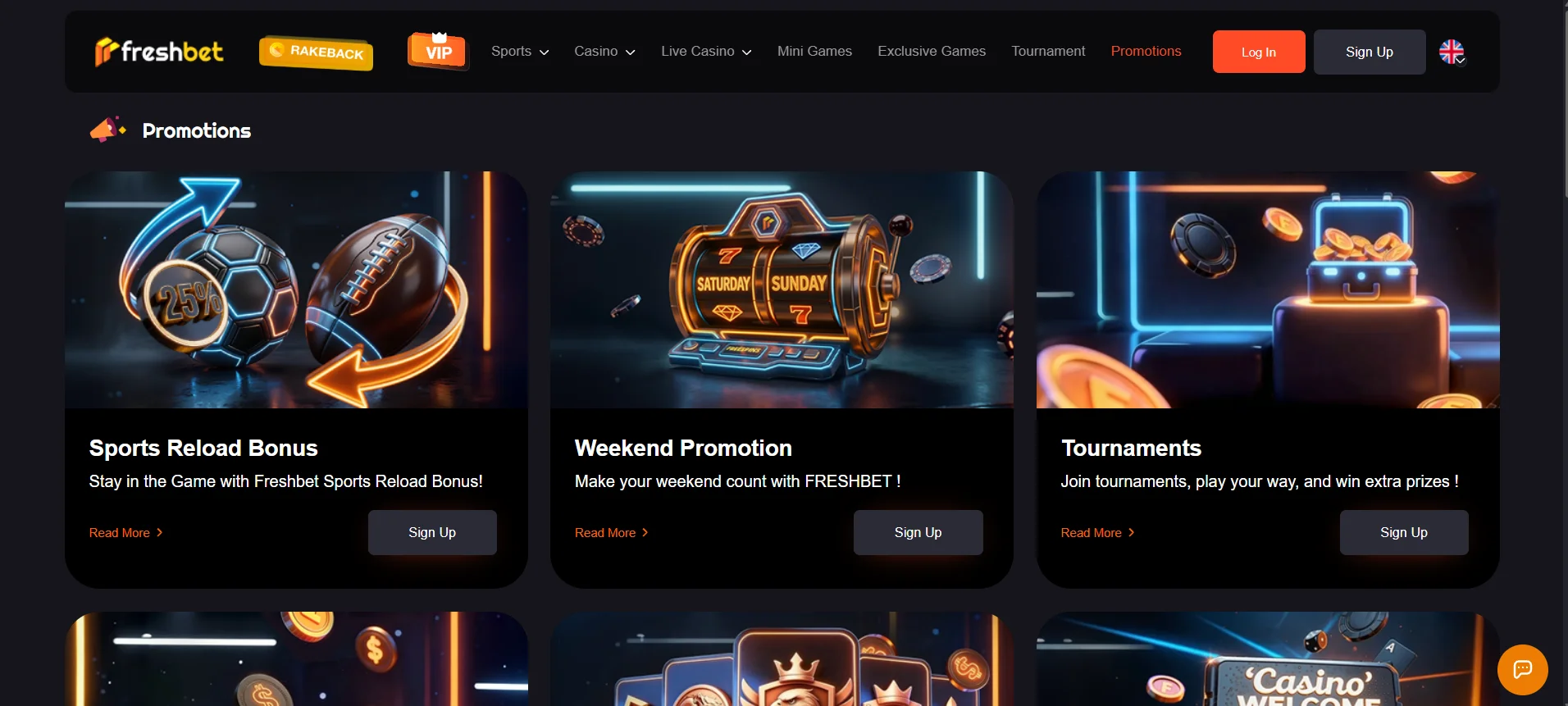 Freshbet Promotions page