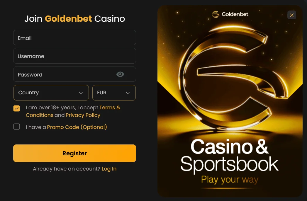 Goldenbet Casino Registration Form