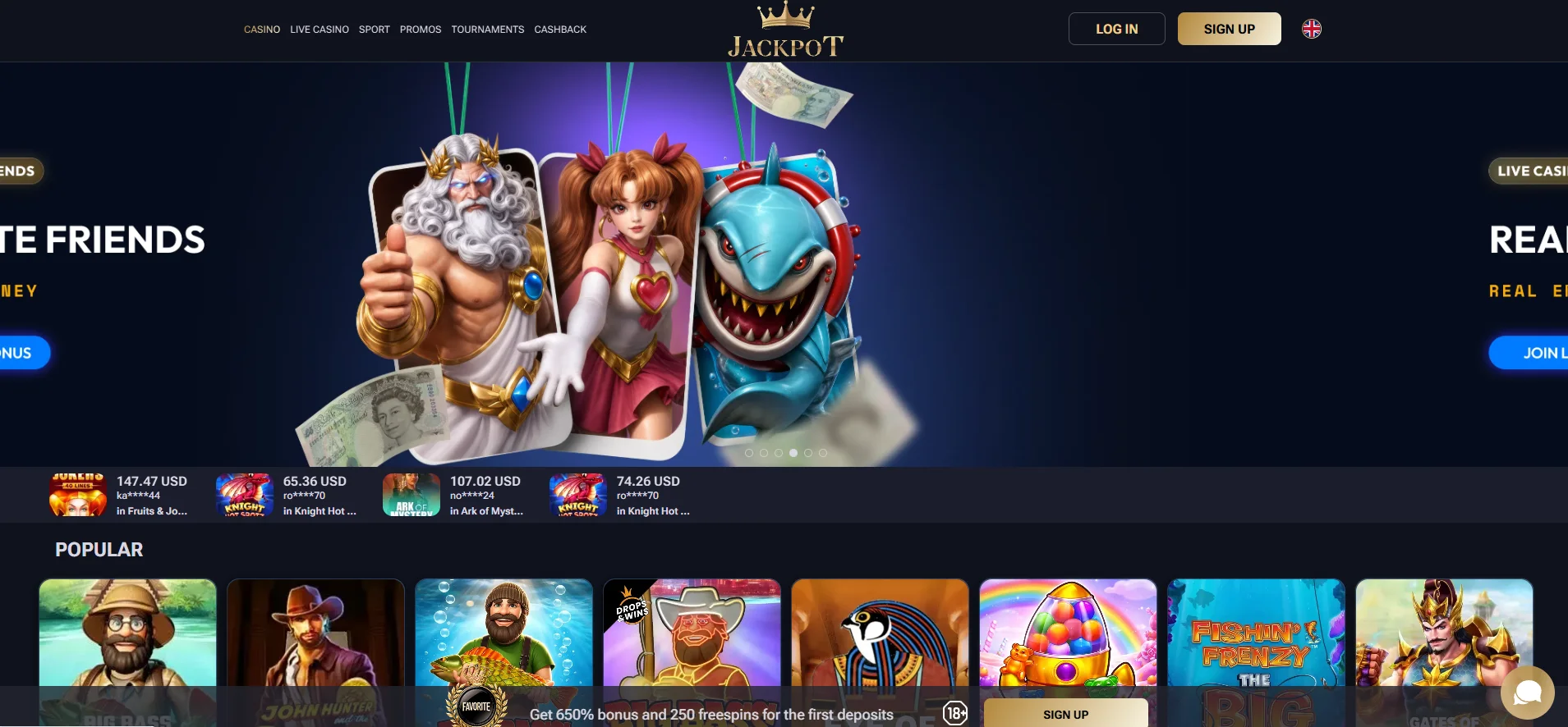 Jackpot Casino Homepage