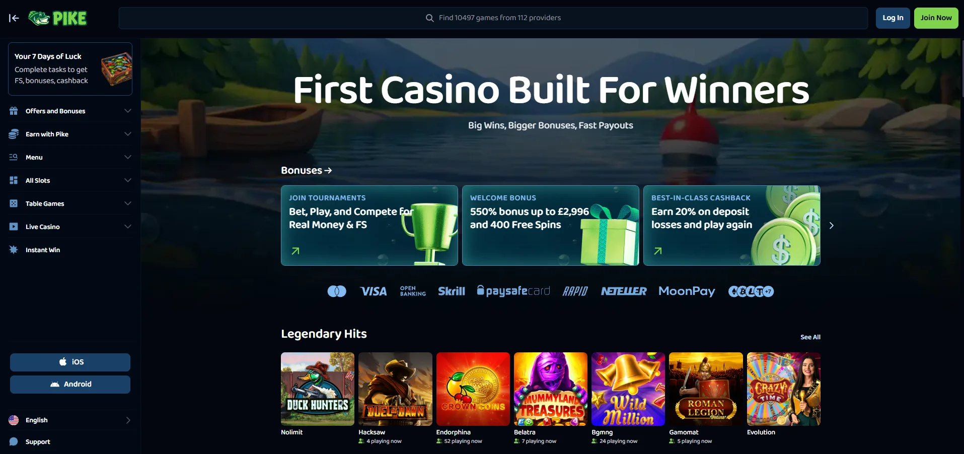 Pike Casino Homepage