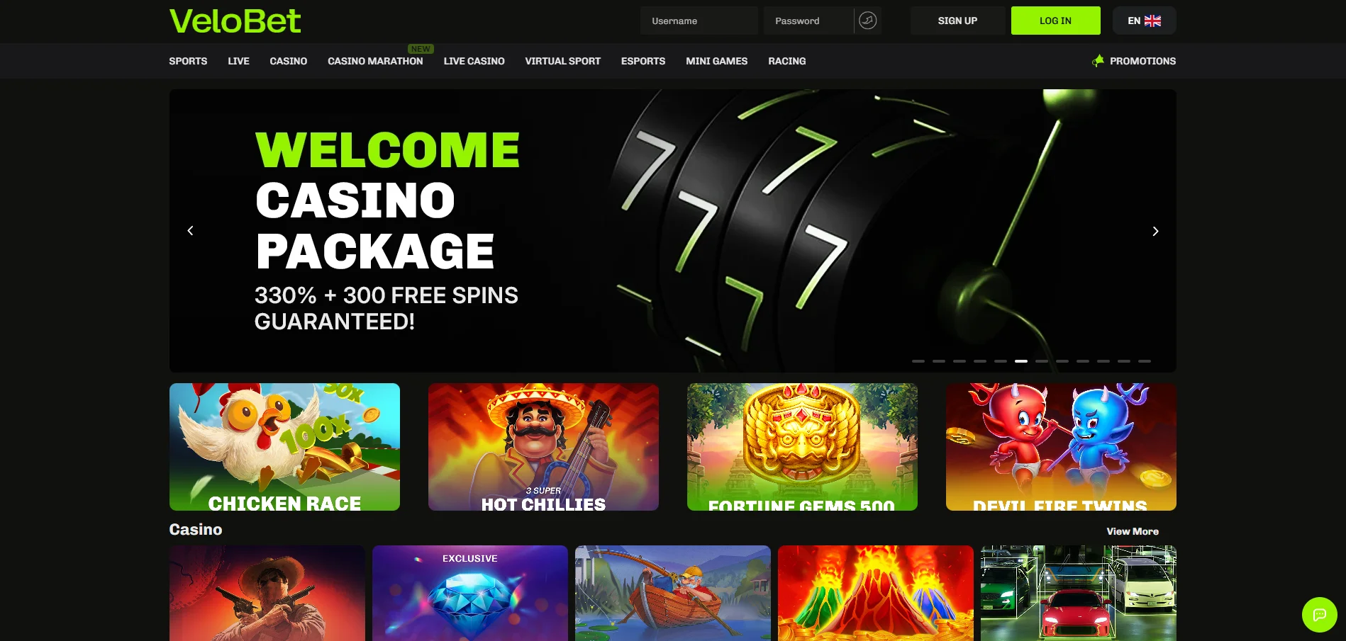 Velobet Homepage